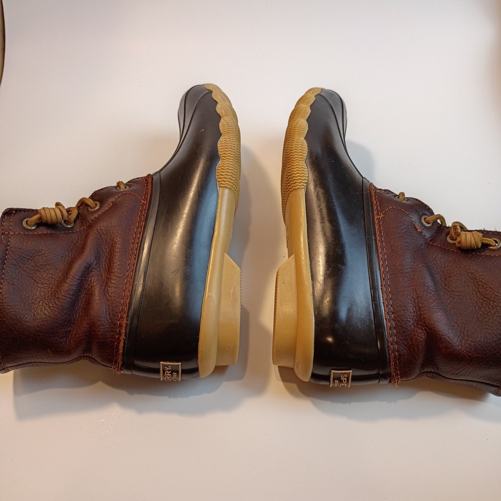 Sperry Saltwater Duck Boots Brown Leather Ankle Rain Boots STS91176 Womens 8.5 M - Picture 5 of 8
